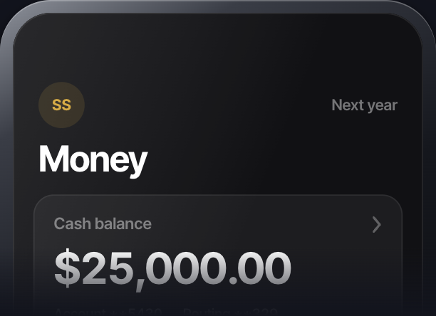 Tender, laid out like a payment app, opened on its goal